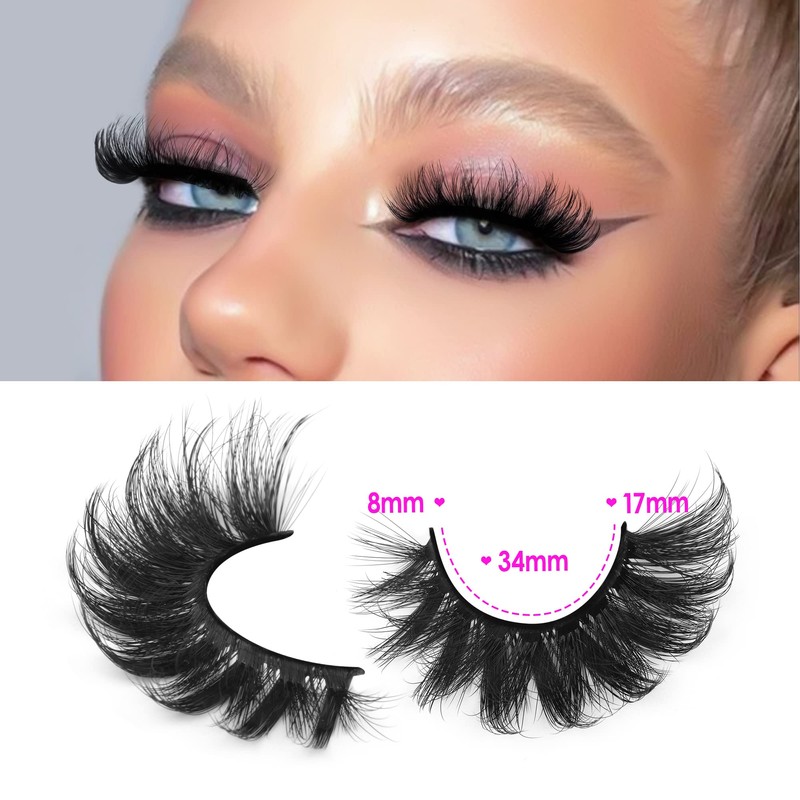 JIMIRE Cat Eye Lashes Faux Mink Eyelashes Fluffy 18MM Volume