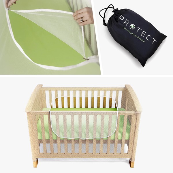 Luigi's Mosquito Net for Cot Bed & Crib - Insect and Cat Net - Zipper for Quick, Easy Access to Your Baby - with Travel Holder Bag