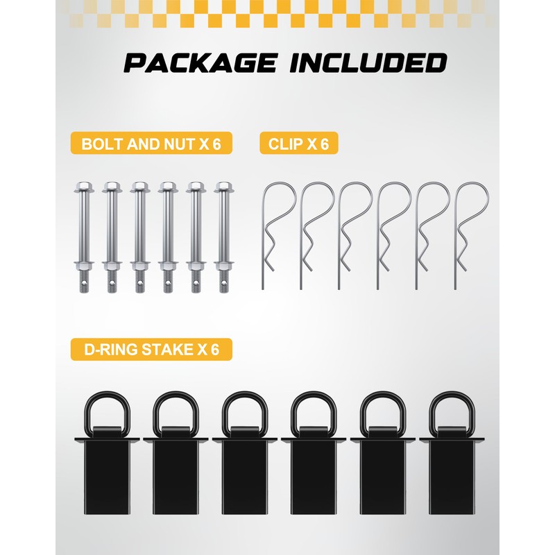 RETRUE Trailer Stake Pocket D Ring with Added Security Bolt