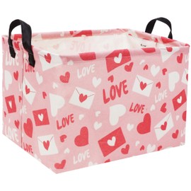 TIBAOLOVER TIBAOLOVER Rectangular Valentines Basket Heart Valentine's Day Basket Baby Girls Basket Valentines Gift Basket Cute Kids Toy Storage Bin Organizer Shelf Book Basket Love Room Decor(Valentines Basket)