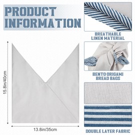 Huhumy 3 Pcs Linen Bread Bags for Homemade Bread Reusable Bento Origami Container and Saver Bread Keeper Bag for Food Baking Sourdough Bakery Picnic Wrapping Camping 15.8'' x 13.8''