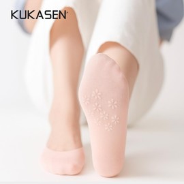 KUKASEN Women’s No Show Socks for Flats, Cuttable Low Cut Liner Socks, Invisible Non-Slip Cotton Socks with Silicone Grip