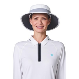 Performance Golf Hat with Wide Brim - UPF 50+ Sun Protection - Fore Golf in White/Steel Grey