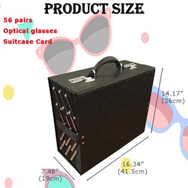 WYDDDARY Optical Eyeglasses Display Case 56 Pairs Foldable Portable Eyeglasses Display Case with Password Key Lock Black PU Leather Fabric Sunglass Storage Organizer Cabinet