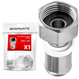 BOOPARTS Multilayer Connector 16 - F1/2" (15/21") Rotating Contour TH - Multilayer Coupling Turning Nut Straight Female - Multilayer Pipe Connector 16