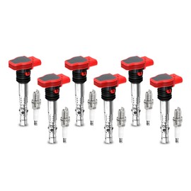 YOMALL 6PCS UF483 Ignition Coils + 6PCS 7092 Iridium Spark Plugs Ignition Coils Pack Fits for 2002-2005 A4, 2002-2004 A6 Quattro 3.0L V6 Coil Pack Set Replace OE 06C905115A 06C905115B