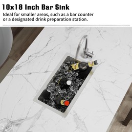 Kitchen And Bar Sink,10x18 Inch Stainless Steel Drop In Single Bowl Undermount RV Prep Small Kitchen&Bar Sink Ideal Choice For Small Space Come With Bottom Grid,Soap Mat And Drain Assembly