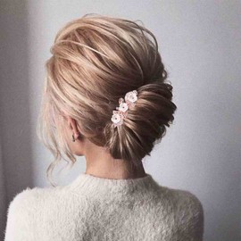 Yheakne Crystal Hair Clip Gold Flower Rhinestone Hair Clip Bling Bridal Headpiece Decorative Headpiece Bridal Hair Accessories for Women and Girls (Flower Champagne)