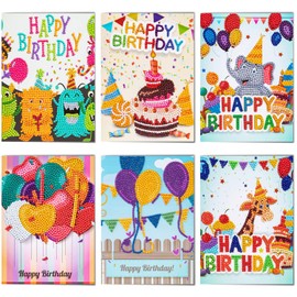 KXCOFTXI Diamond Manual Painting Birthday Cards, DIY Diamond Manual Painting Kits Greeting Cards for Kids and Adults, Diamond Manual Painting Christmas Cards 6 Pack