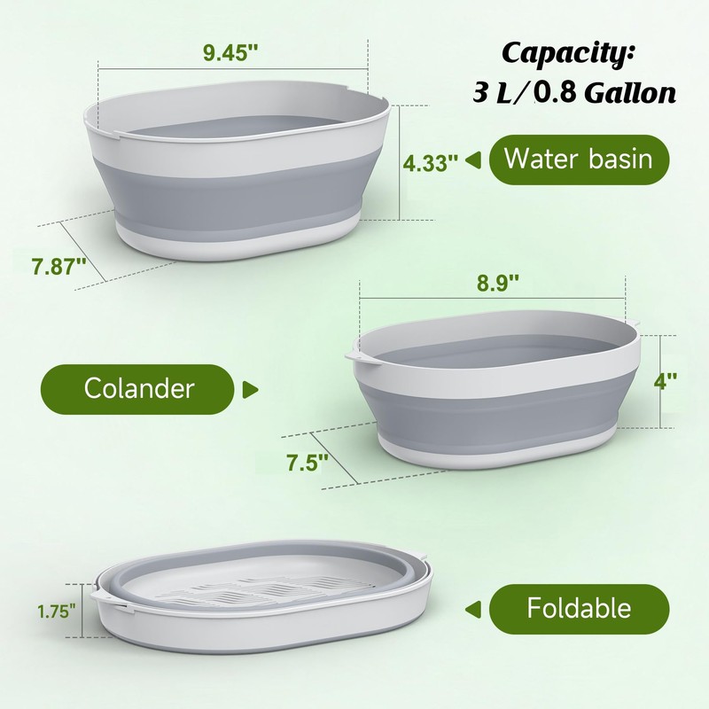 2 in 1 Collapsible Washing Basin and Food Strainer Set