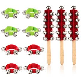 11pcs Christmas Sleigh Bells and Wrist Bells, Wristband Bells Wrist Band Shaking Bells Hanging Jingle Bells Christmas Decorations for Party Favors Carnivals Music Festivals