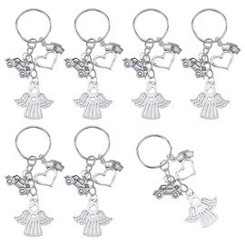 SUNNYCLUE 1 Box 20 Pcs Nurse Keychain Kit Angel Key Chains Bulk Alloy Silvery Ambulance Love Nurses Hats Keychains Charm for Key Decorations Party Favor Wedding Favors Nurses Day Presents Gifts Women