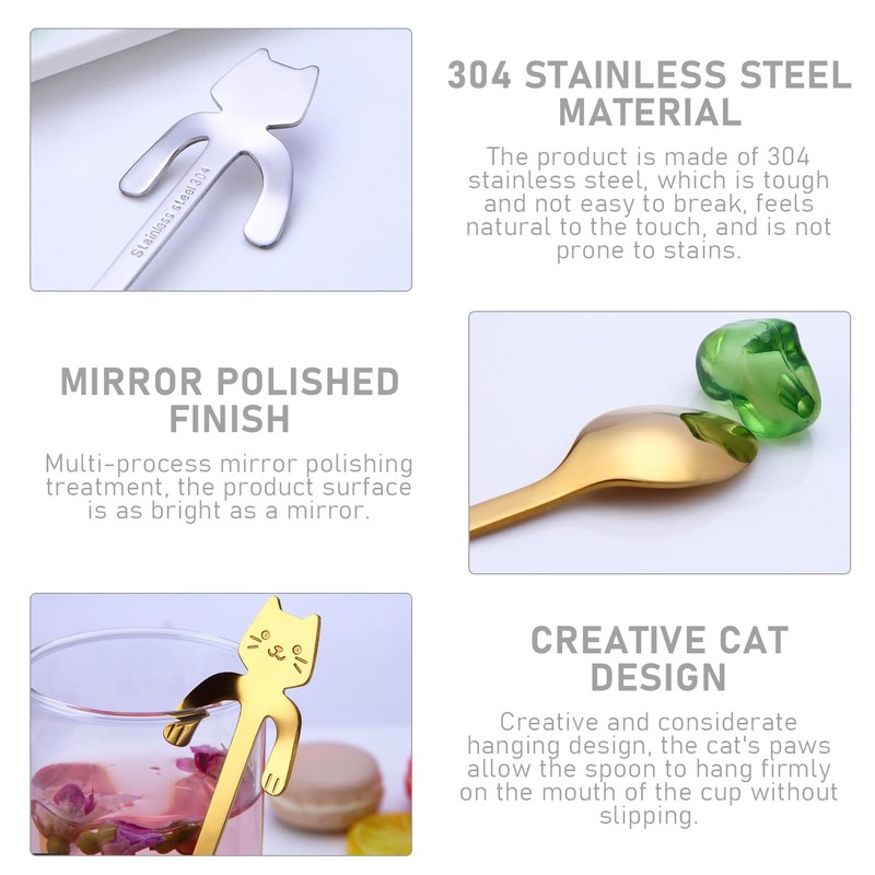 7 Pieces Cat Shape Spoon, Cola Spoon, Coffee Spoon, Teaspoon,