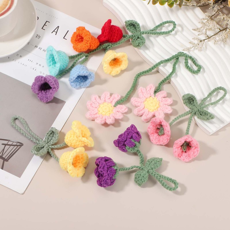 uxcell Crochet Car Hanging Accessory, Handmade Ornament with 4 Cute