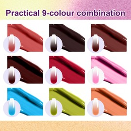 U-Shinein Gradient Painting Gel, 9 Colors Ombre Gel Nail Polish for Ombre Nails Aura Nails French Manicure Soak Off UV Long-lasting Home Salon DIY Nail Art Canyon Bloom