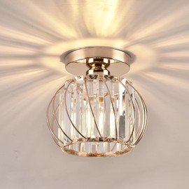 ZtuoYong Crystal Ceiling Light, Crystal Semi Flush Mount Ceiling Light Gold Crystal Chandelier for Kitchen Hallway Entrance Balcony Dining Rooms Living Rooms Bar Farmhouse