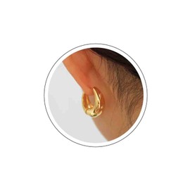 Punk Chunky Hoop Earrings Golden Hoop Earrings Wide Hoop Earrings Thick Hoop Earrings Lightweight Huggie Hoop Earrings Delicate Simple Earrings Jewellery for Women and Girls Gift, Zinc