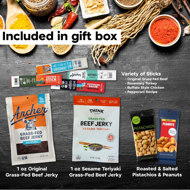 Manly Munch Box Jerky Gift Box, Curated Assortment of High