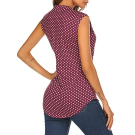 Halife Blouse for Women Sleeveless, Polka Sleeveless Tunic Tops Loose Fit Tank Shirts Wine Red1 L