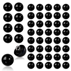 InnoHHustle 50 Pcs Black Pearl Buttons 10mm Bead Half Ball Dome Caps Round Pearl Buttons with Shank Sewing Buttons Plastic Decorative Buttons for Clothing Sewing Hats Shirts Decorations DIY Crafts