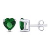 Heart Shape Simulated Green Emerald Stud Earrings In 14K White