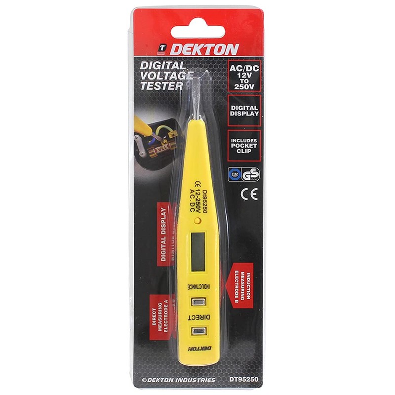 Dekton Digital Voltage Tester | Measures AC/DC Voltage from 12V