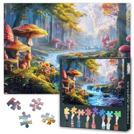 Mushroom 1000 Piece Puzzle for Adults, Jigsaw Puzzles 1000 Pieces Difficult and Challenge Fantasy Forest, 70 x 50 cm Family Puzzle Game Night & Home Decor (Plant Series)