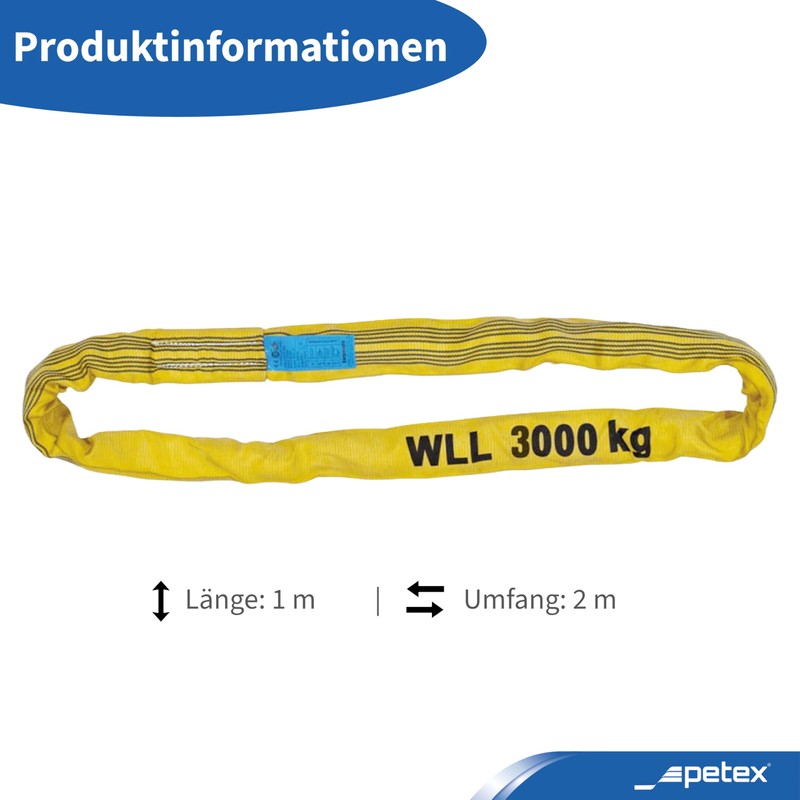 Petex 47203019 Round Sling WLL 3000 kg, 1 m, 2