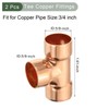 YOKIVE 2 Pcs Copper Tee Fitting, Pressure Pipe Fitting C