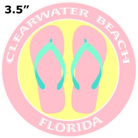 Athena Brands Flip Flops Clearwater Beach Florida - Car Truck Window Bumper Sticker Decal - Surf Shack Pink
