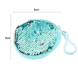 Jagowa 1 Piece Mini Sequin Coin Purse Glitter Round Hook Small Wallet Handbags for Kids Girls Women Party Gifts (Light Blue)