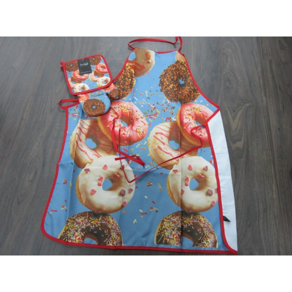 Lucky 7 Multi Donuts Apron Oven Mitt And Pot Holder