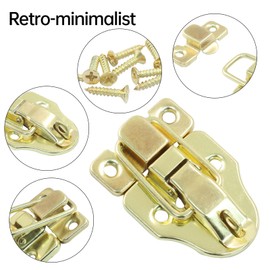 Rierdge 2 Pack Metal Toggle Latch - Duckbilled Hasp Catch with Padlock Hole for Jewelry Box, Cabinet, Toolbox, Case & DIY Crafts(Gold)