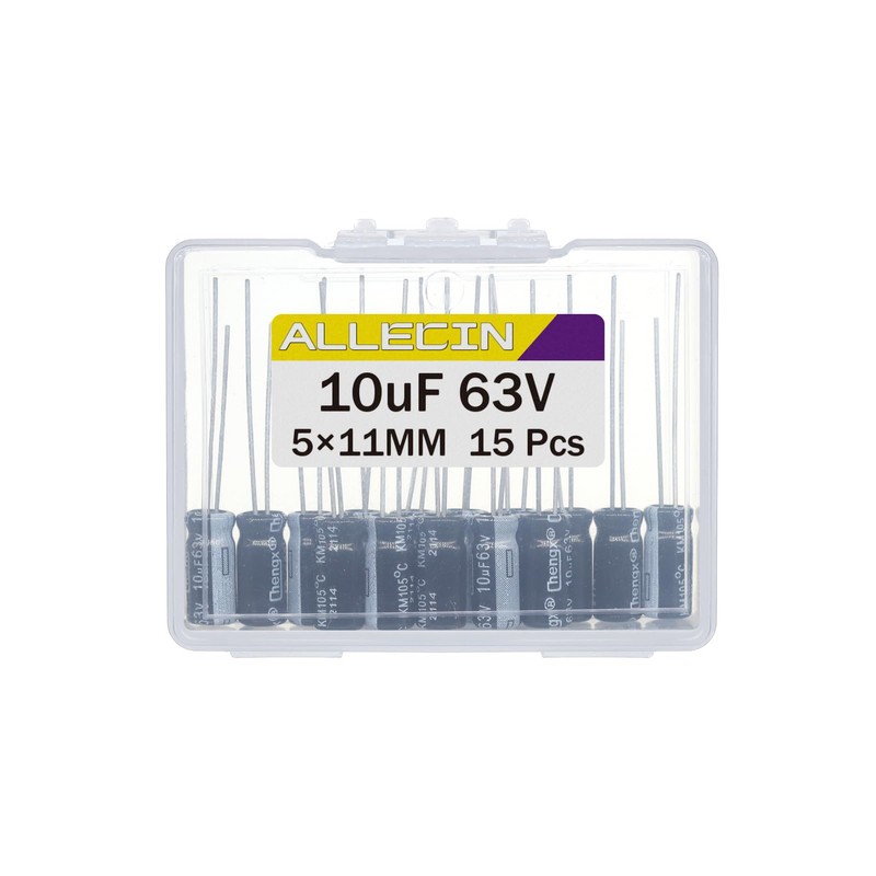 ALLECIN 10uF 63V 5x11mm Electrolytic Capacitor 10 UF MFD 63