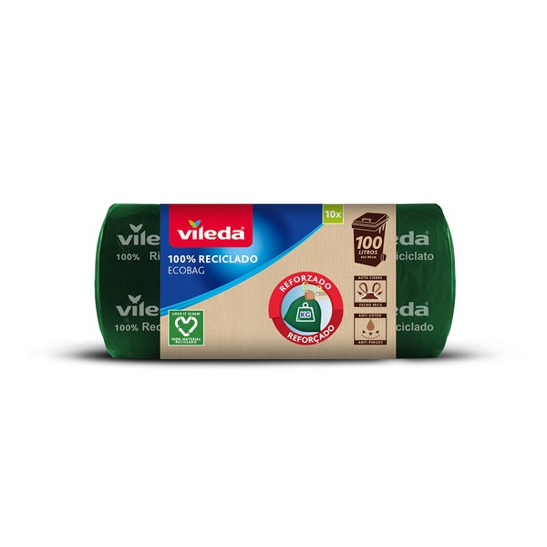 Vileda Bolsa de Basura Reforzada 100 L reciclada 100% Green