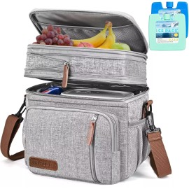MIYCOO Lunch Bag for Women Men Double Deck Lunch Box - Leakproof Insulated Soft