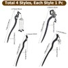 CABODYALS 4Pcs 4 Styles Black Natural Wood Hair Sticks Headdress