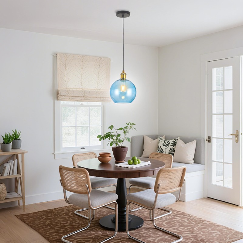 Blue Glass Pendant Lights Kitchen Island Lighting Globe Pendant Light