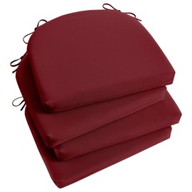 Basic Beyond Outdoor Chair Cushions Set of 4, Outdoor Cushions for Patio Furniture, Water Resistant Patio Chair Cushions with 2 Ties, 17x16x2, Burgundy