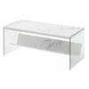 Convenience Concepts SoHo Glass Coffee Table with Shelf, White Faux