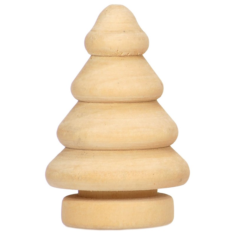 Sunnysue 103-08 3D Christmas Tree Figurine, Set of 6, Wood