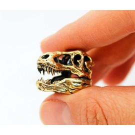 T-Rex Skull Pendant Dinosaur Keychain Tyrannosaurus Rex Brass Handmade Animal Skeleton Figurine Sculpture