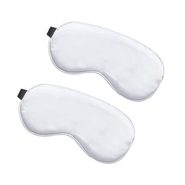 WIZBIOTECH Light Blocking Eye Mask Night Mask 100% Skin-Friendly Silk Odourless Sleeping Glasses with Adjustable Strap Pack of 2 for Men, Women and Children - White