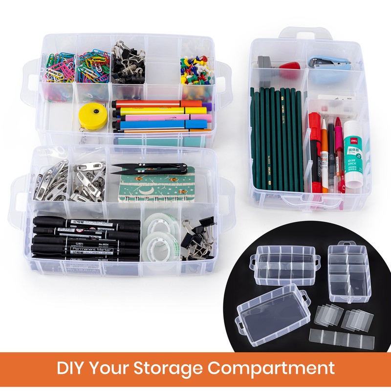 Daletu Sorting Boxes for Small Parts with Lid, Plastic Storage