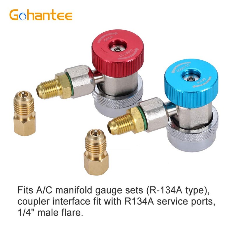gohantee R134A Adapter Fittings Quick Coupling High Low AC Freon