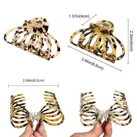 Shinowa Hair Clips, [2-Pack] Bohemian Tortoise Shell Hair Claw Clips Strong Hold Big Hair Jaw Clips for Thick Hair, Hair Accessories for Women Girls, Leopard