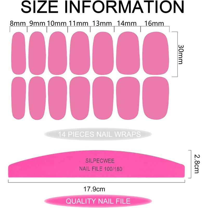 16 hojas de calcomanías de esmalte de uñas completas para