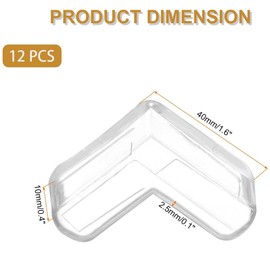 Corner Protectors, Clear and Transparent Corner Bumper Edge Cushion for Furniture, Table, Cabinet Sharp Corner Edge (12 Pack)