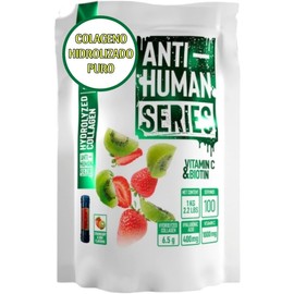 Colágeno Hidrolizado Puro en Polvo 1 kg | Sabor Fresa & Kiwi | Sin Azúcar | Péptidos de Colágeno + Biotina + Ácido Hialurónico + Vitamina C | 100 Porciones | ANTI-HUMAN SERIES