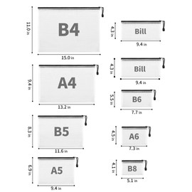 JARLINK 18 Pack 8 Sizes Mesh Pouch, Waterproof Zipper File Bags Document Multipurpose Travel Bags for Office, School, Board Game, Puzzles, Cosmetics, Travel Accessories, and Home Organize, Black